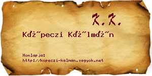 Köpeczi Kálmán névjegykártya